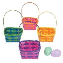 Fun Express Handles Wood Decorative Basket, Multicolor Easter (12 Pack)