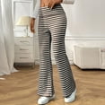 thumbnail image 5 of JUSLIO Womens Pants Lounge Striped Casual Comfortable Straight Leg Pants Brown M, 5 of 6