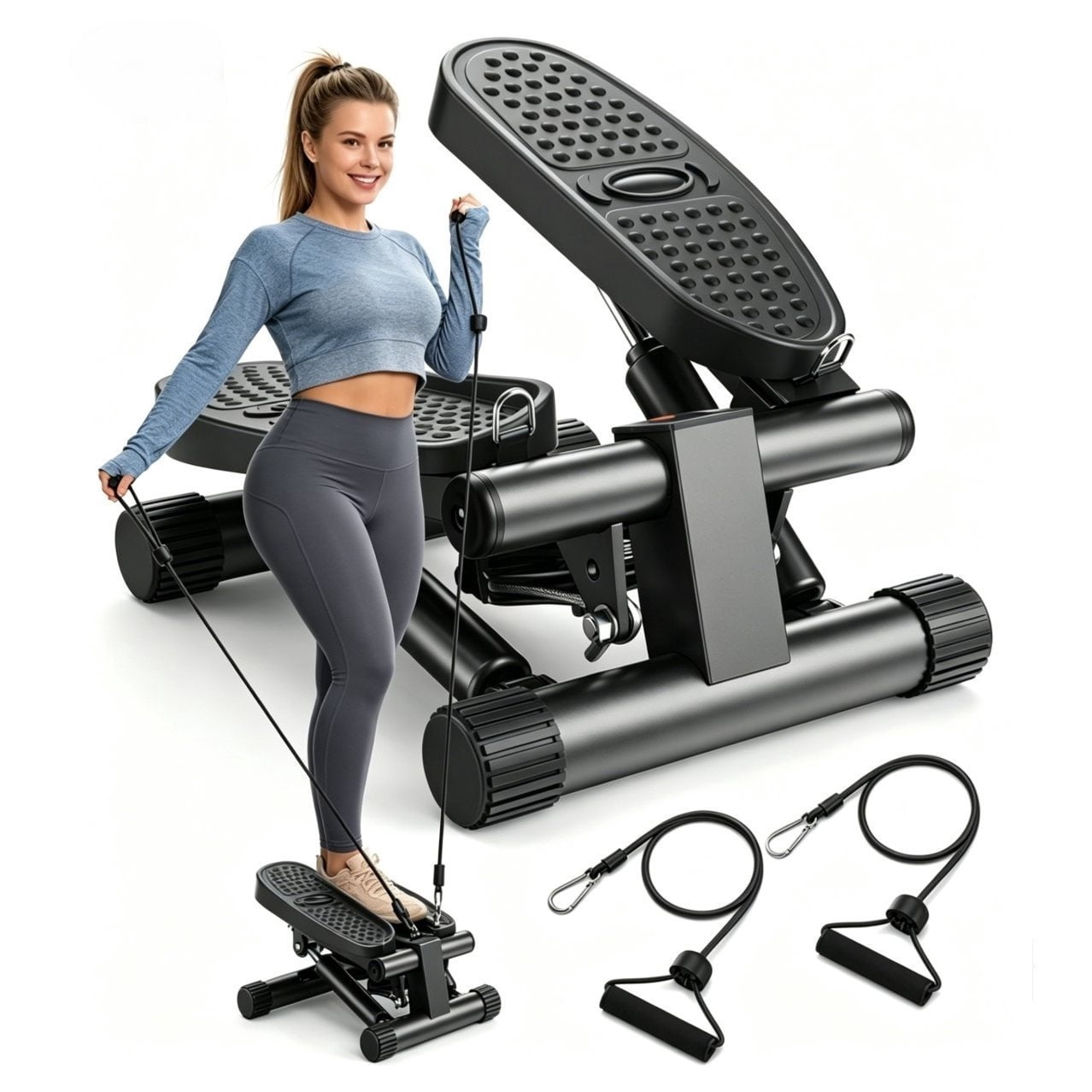 Multifunctional Mini Treadmill, Foldable Flat Design with Climbing Trainer & Resistance Band, Easy Storage, Ideal for Home Workout for Men & Women