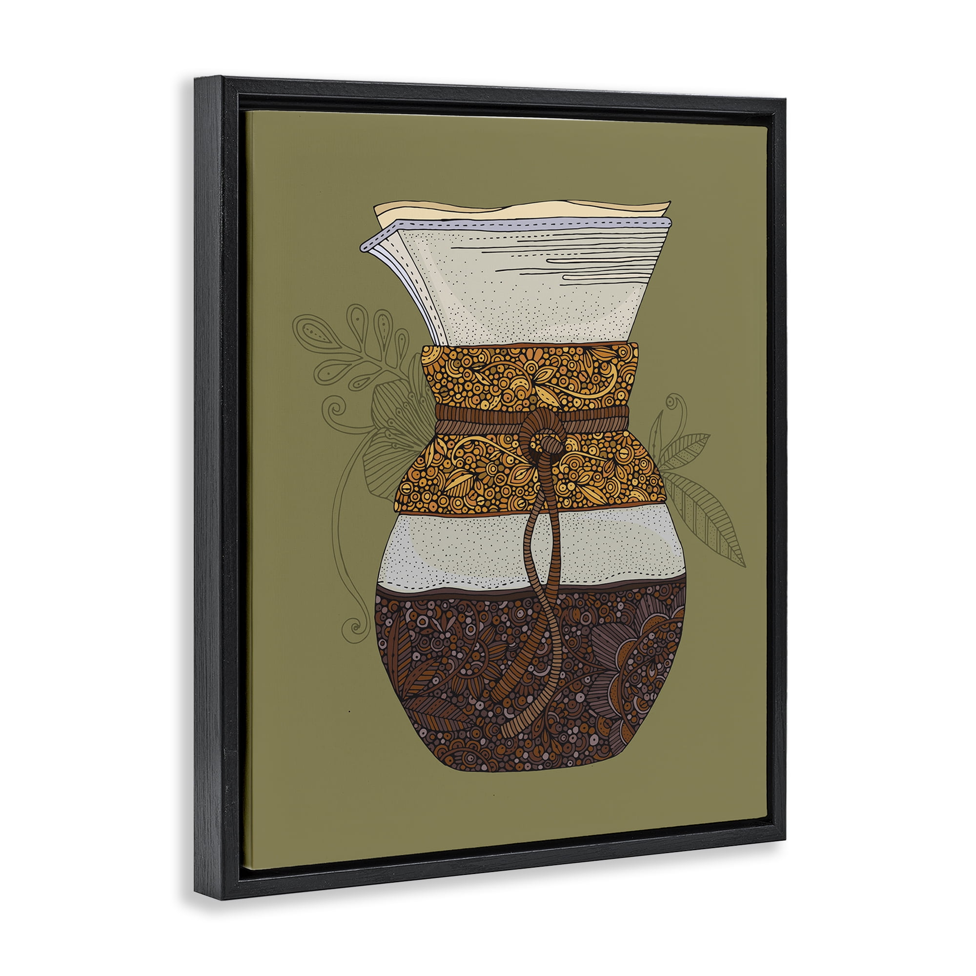 Stupell Industries Pour Over Coffee Maker Food & Beverage Painting Black Floater Framed Art Print Wall Art, 25 x 31