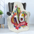 thumbnail image 4 of 16th Birthday Soft Flannel Fleece Throw Blanket, Geometrical and Urban Style Effects Celebration Funky Modern Design, Cozy Plush for Indoor and Outdoor Use, 50" x 60", Multicolor, by Ambesonne, 4 of 5