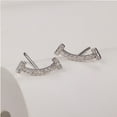thumbnail image 2 of Timorina White Gold Tone 925 Sterling Silver Cubic Zirconia Smile Stud Earrings for Women, 2 of 3