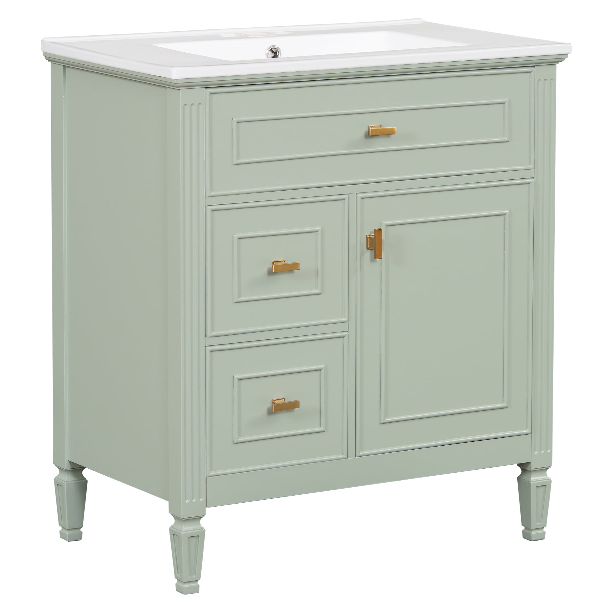 Euroco Bathroom Vanity with Ceramic Sink, Flip Drawer & Ample Storage, Solid Wood Frame with Soft-Close Drawers, 4" Widespread Faucet Compatible