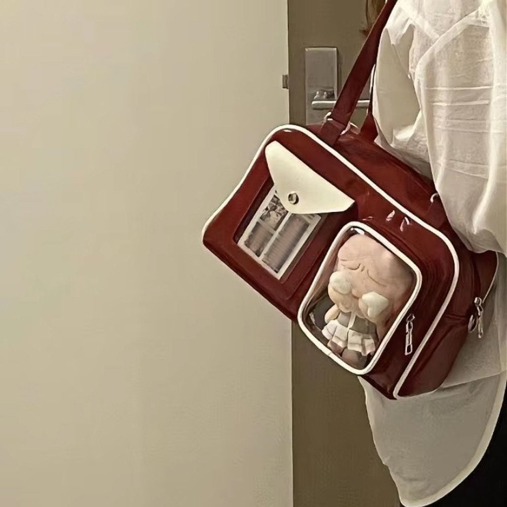 Hzzsbu Kawaii Crossbody Bags Large Capacity Ita Messenger Bag Cute Transparent Crossbody Bag Versatile Uniform Bag for Women