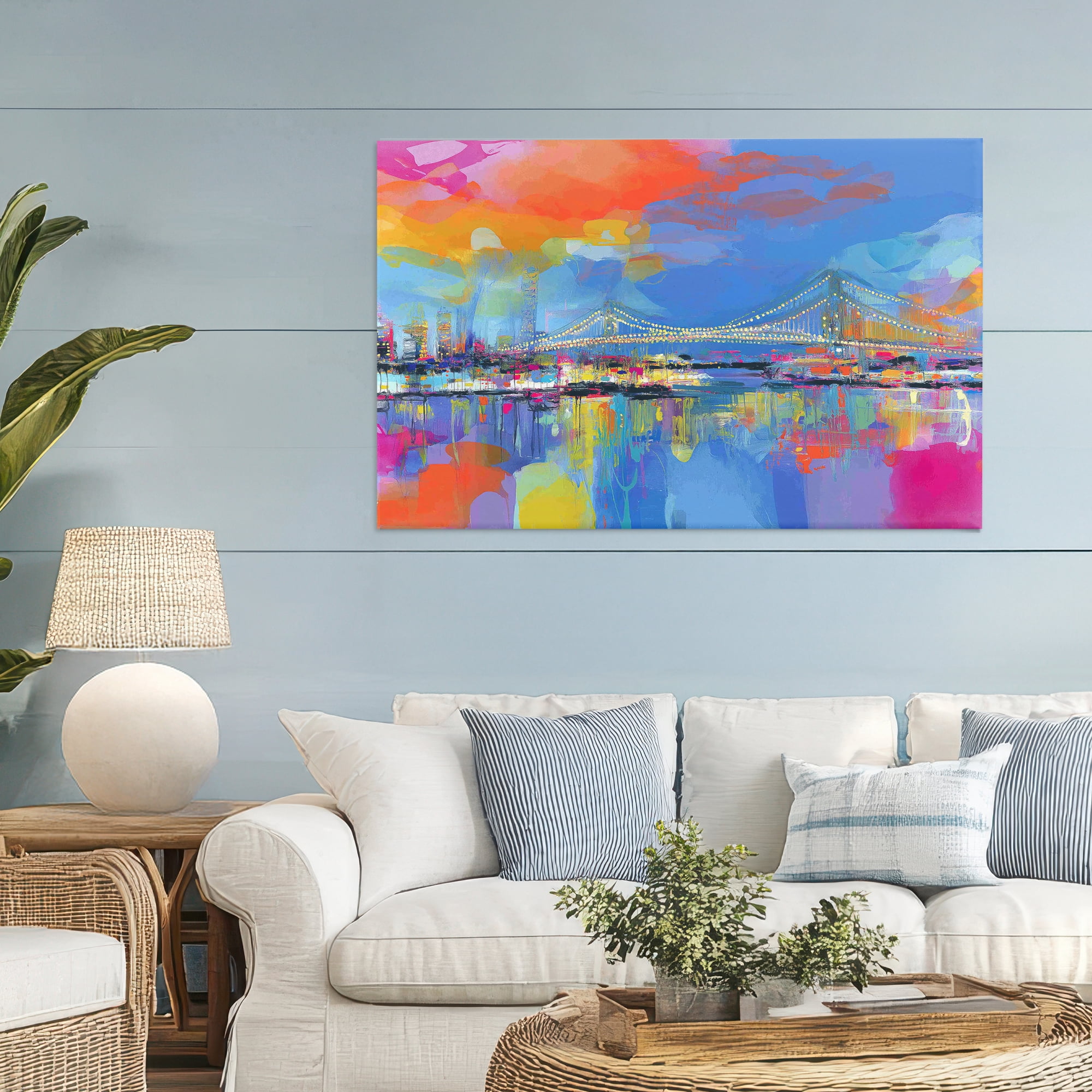 Stupell Industries Bay Bridge Aglow at Sunrise Canvas Wall Art, design by Chromatic Storm Studio