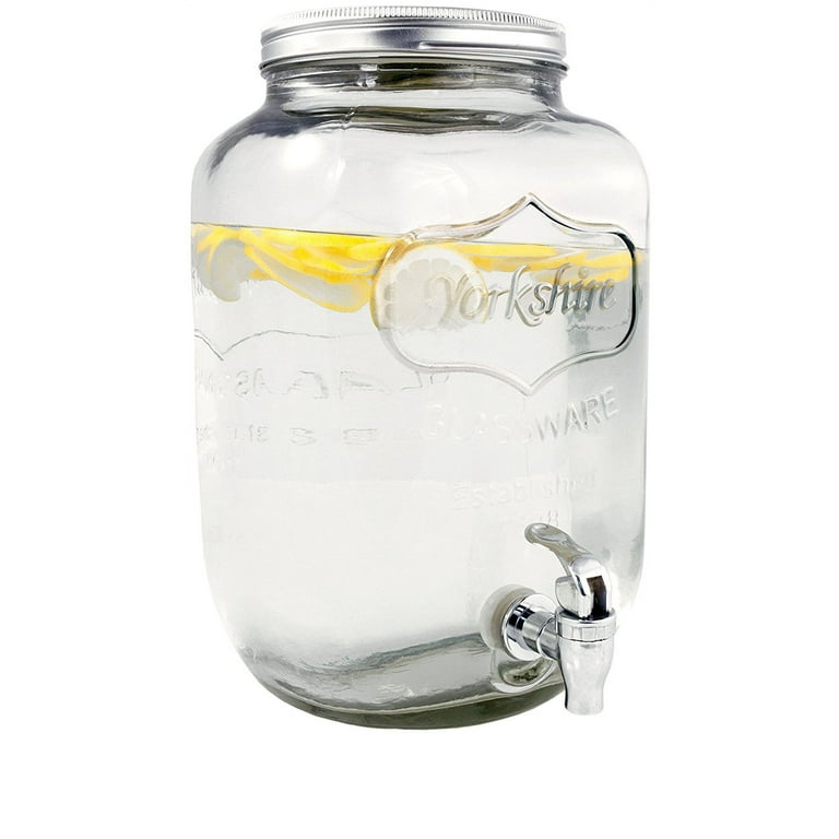 Yorkshire 1 Gallon Heavy Glass Beverage Dispenser Jar W Spigot
