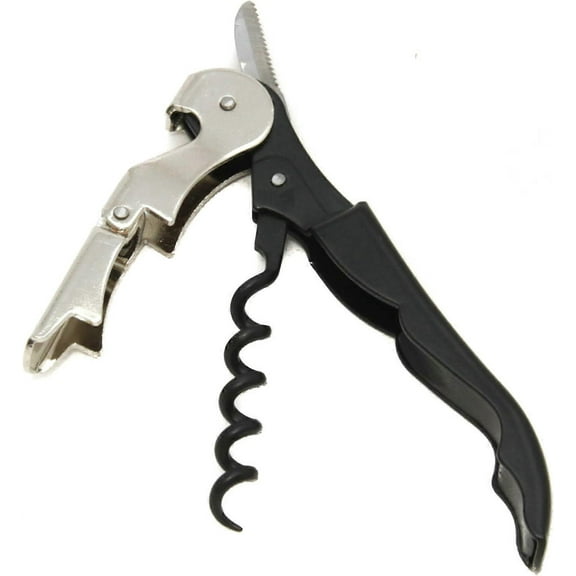 Double Hinged Waiters Corkscrew, Wine Opener with Wine Foil Cutter, Host and Hostess Waiter Wine Key, Black