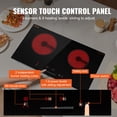 thumbnail image 3 of VEVOR Electric Cooktop, 24 inch 2 Burners Built-in Electric Stove Top, 1800W Ceramic Top Radiant Cooktop with Glass Panel, Touch Control,Timer, Child Lock, 9 Heat Level,Residual Heat Indicator,120V, 3 of 9