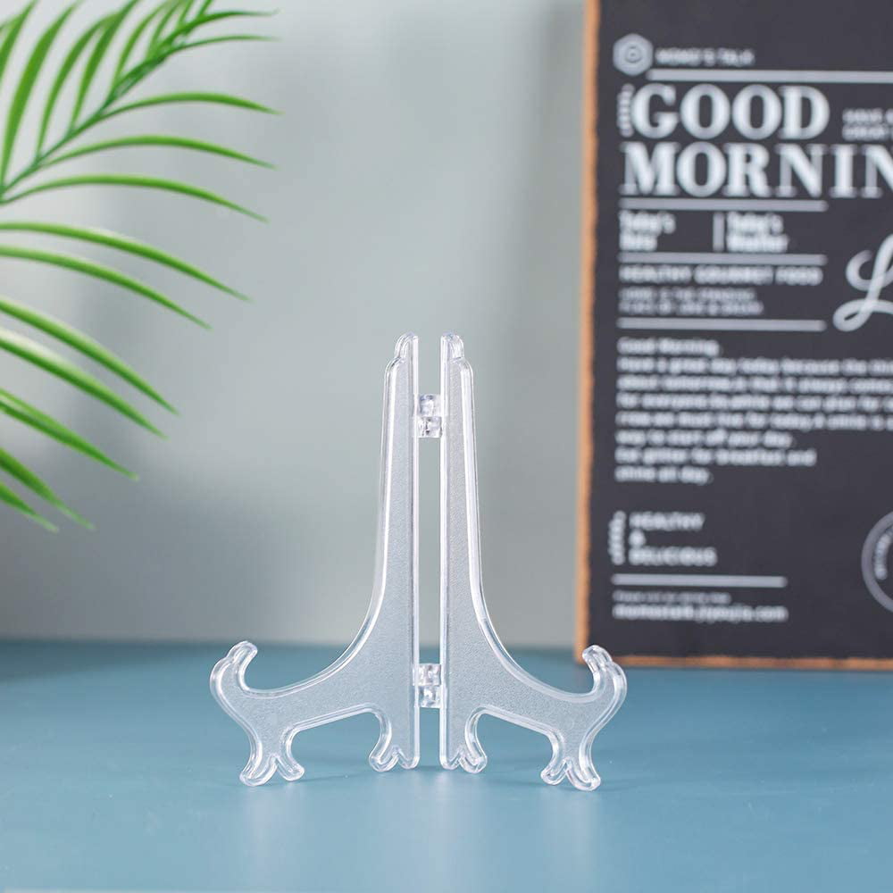 Home Decoration Amatt Clear Plastic Easels or Stand / Plate Holders to Display Pictures for Weddings Tables,Plastic China Display Stands 3, White Birthdays 