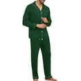 thumbnail image 6 of Luxalzxs Matching Pajamas for Men, Mens Pajama Set Soft Cotton Button Down Notched Collar Pjs Set Long Sleeve Shirts & Pants 2 Piece Sleepwear Lounge Nightwear with Pockets, 6 of 7
