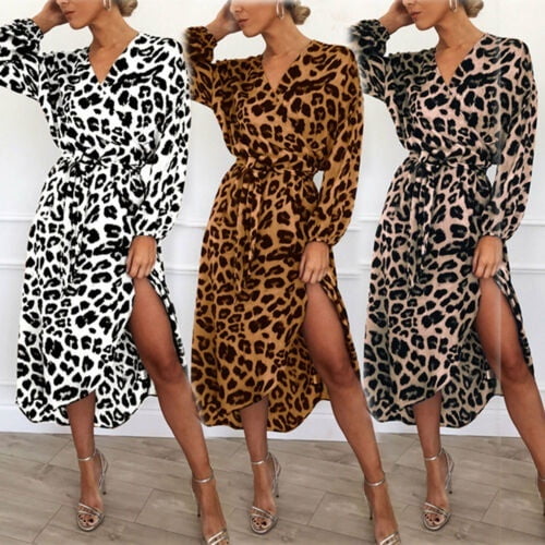leopard print wrap dress long sleeve