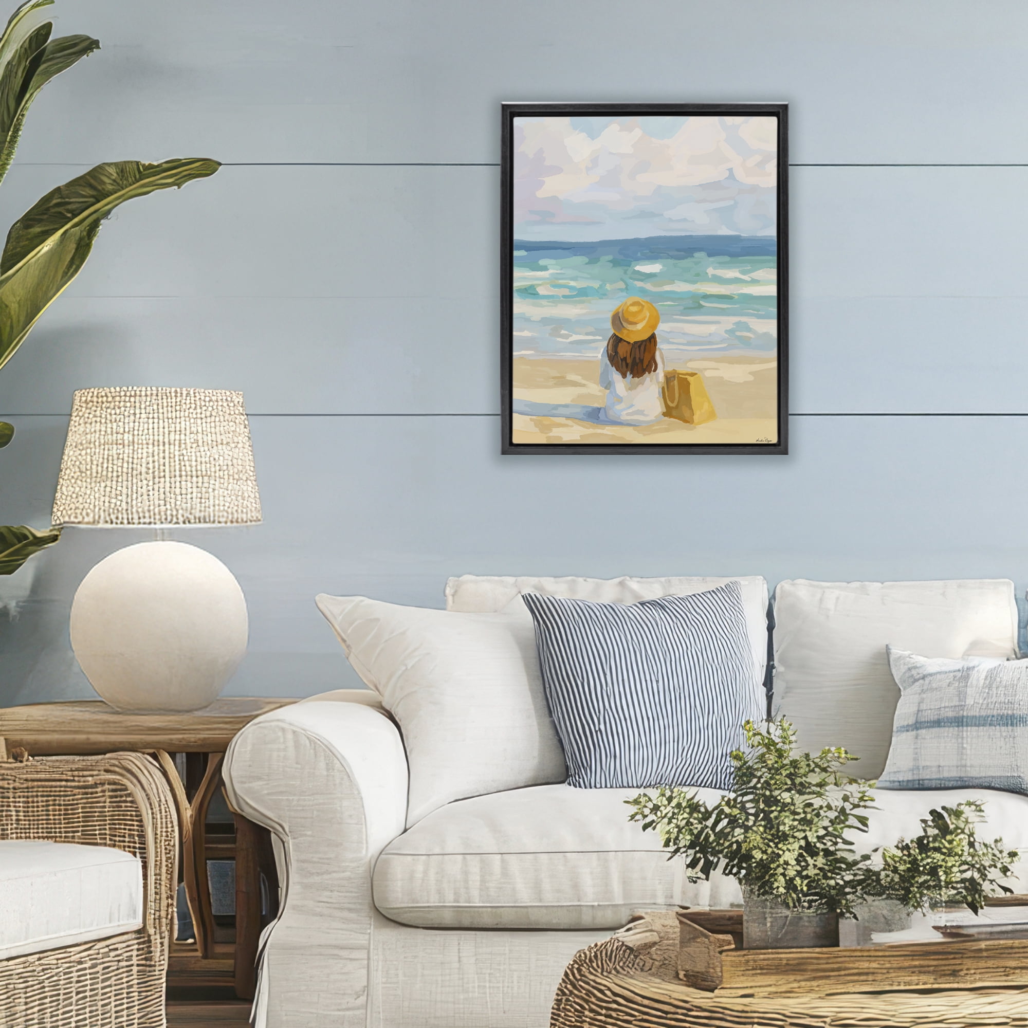 Stupell Industries Peaceful At The Beach Black Framed Floater Canvas Wall Art, design by Amelia Noyes