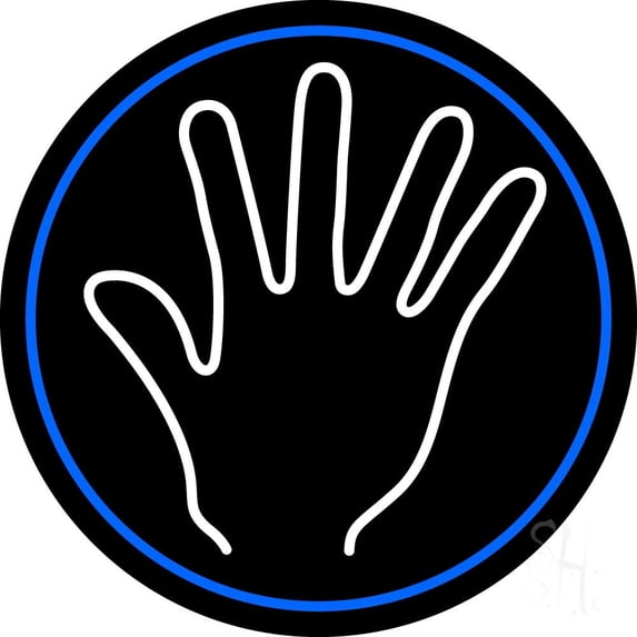 White Psychic Palm And Blue Border LED Neon Sign 26" Tall x 26" Wide - inches Black Square Cut Acrylic Backing, with Dimmer - Bright and Premium built indoor LED Neon Sign for Storefront.