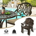 thumbnail image 4 of Magic Union 7 Pieces Outdoor Dining Set, Cast Aluminum Retro Patio Dining Set Includes 59" Rectangular Dining Table with Umbrella Hole and 6 Stackable Dining Chairs with Khaki Cushions for Garden Yard, 4 of 9