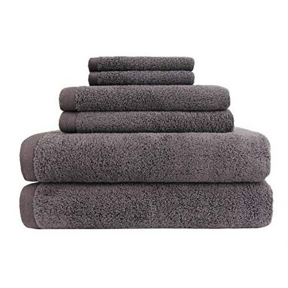 Everplush Flat Loop Quick-Dry Bath Towel Set, 6 Pc, Charcoal