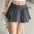 thumbnail image 2 of Balletcore Mini Skirt with Bow Low Rise Boxy Pleated Short Skirt Miniskirt Summer Y2K 90s Cute Outfit, 2 of 10