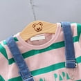 thumbnail image 6 of URMAGIC Toddler Baby Boy Girl Outfits Short Sleeve Stripe T-Shirt Suspender Pants Clothing Set 0-4 Years, 6 of 13