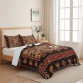 thumbnail image 5 of Twin XL Quilt Set 68''x98'', Brown Red Boho Lightweight Summer Bedspread Coverlet Set with 2 Pillow Shams, Vintage Geometric Abstract Art Breathable All Season Quilt Bedding for Dorm/Guest Room, 5 of 9