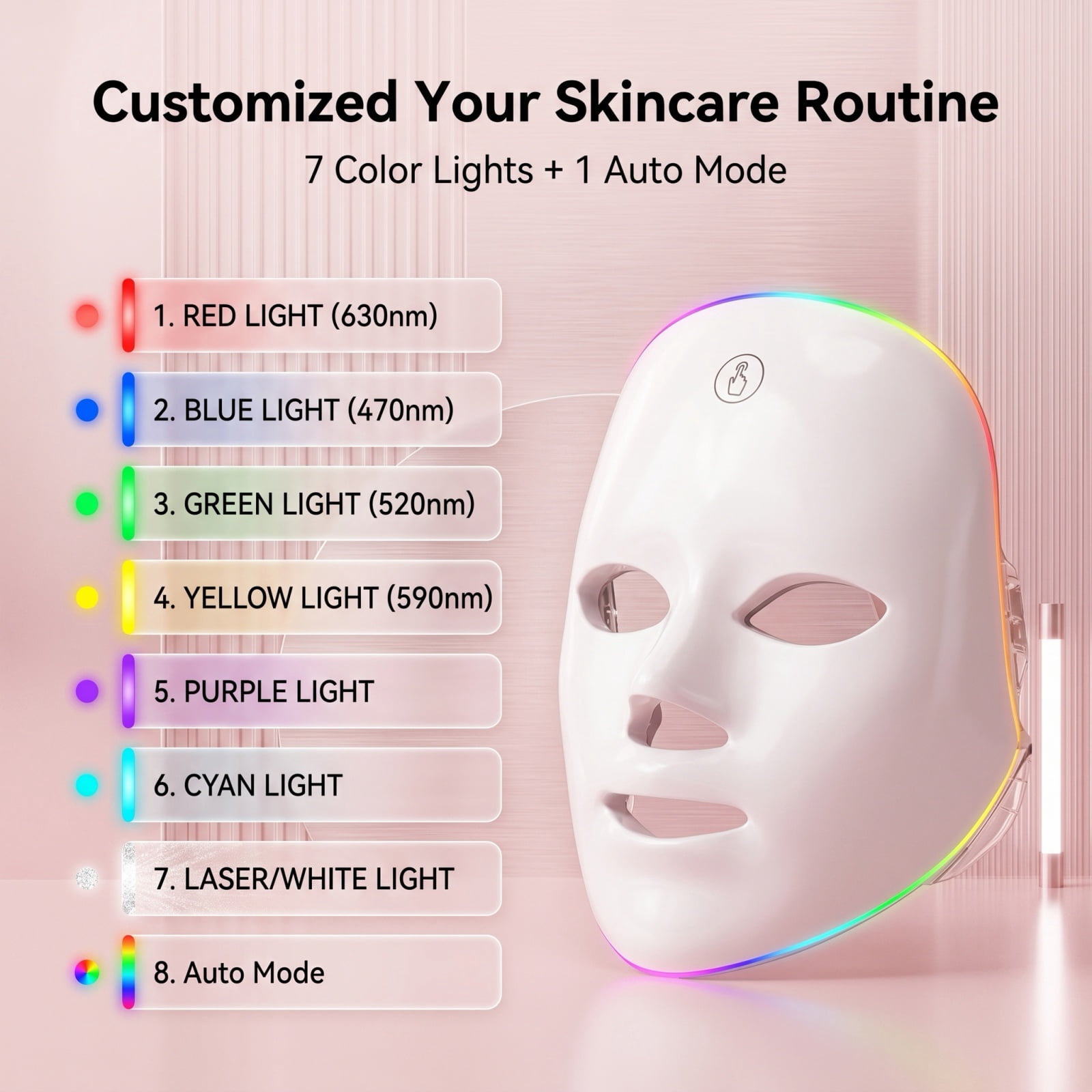 ODDPC LED Face  Massager, 7 Color Light Therapy for Anti-Aging, Acne & Wrinkles