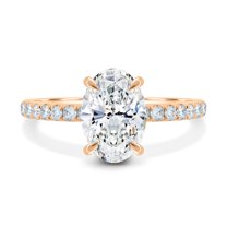 ESTE ORIGIN 2ct Oval Moissanite Solitaire Engagement Ring Hidden Halo and Pave Band Wedding Ring 18K Rose Gold US 4.5