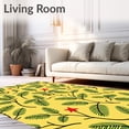 thumbnail image 2 of ODIKA 4'x6' Machine Washable Non-Slip Area Rug, Classic Festive Pinecone Medley Surrounded by Holly Branch Flourishes High Traffic Rug, Yellow, 626212, 2 of 7