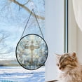 thumbnail image 5 of Jesus Cross Stained Glass Window Hangings, Cat Butterfly Sunflower Handcrafted Stained Glass Suncatchers, Gift for Cat Lovers Nature Lovers, Stained Glass Ornament 2025, Holiday, 5 of 6