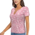 thumbnail image 2 of Wukai Flamingos and Flowers Casual V-Neck Graphic Tees for Women: Lightweight and Breathable Summer Tops with Stylish Design-X-Large, 2 of 8