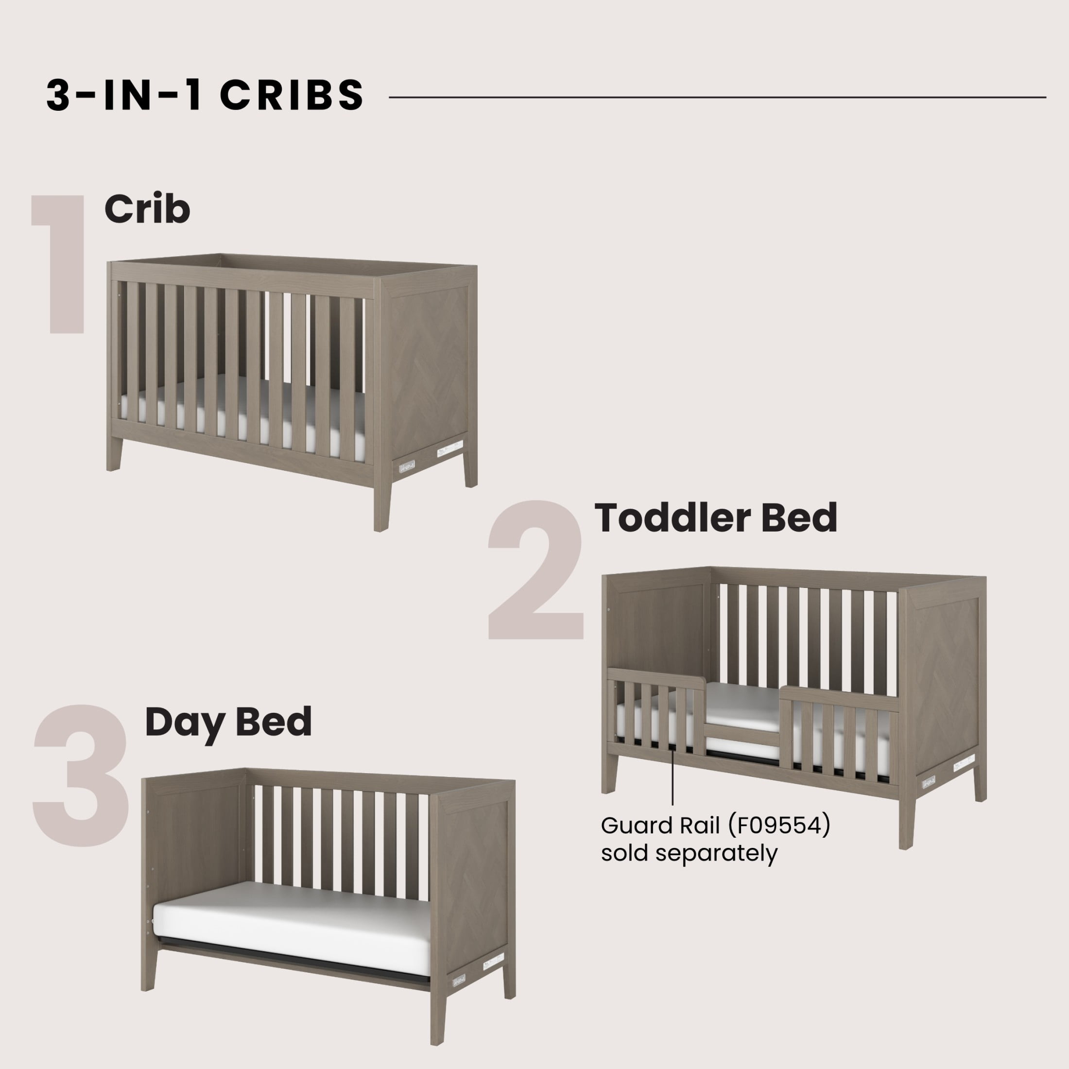 Child Craft Kieran Crib and Dresser Nursery Set, 3-in-1 Convertible Crib with 6-Drawer Dresser, Crescent Gray, 2-Piece