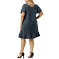 thumbnail image 3 of Agnes Orinda Women's Plus Size Denim Ruffle Summer Casual Short Sleeve Dress 5X Dark Blue, 3 of 8