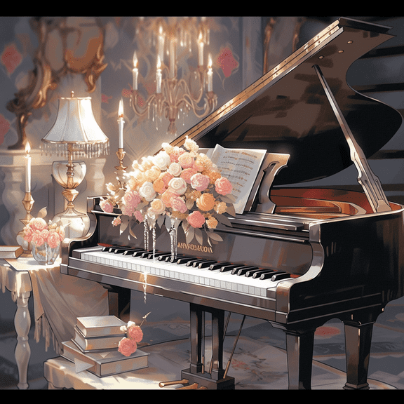 Paint by Number DIY Paint by Numbers Kit for Kids & Adults Beginner DIY Acrylic Painting Kits, 16x20 inch （Piano）