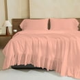 thumbnail image 3 of 4 Piece Corner Ruffle Sheet Set, 6" Inch Corner Ruffle On Flat Sheet And Pillowcases, 15 Inch Deep Pocket, 100% Egyptian Cotton, 800 TC, King Size, Solid Peach, 3 of 6