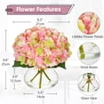 thumbnail image 2 of Flores artificiales Hollyone Hydrangea con jarrón de cristal rosa y verde, 2 of 7