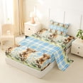 thumbnail image 2 of Erosebridal Highland Cow Twin Sheet Sets, Groovy Floral Bedding, Blue Buffalo, 3 Pieces, 2 of 5
