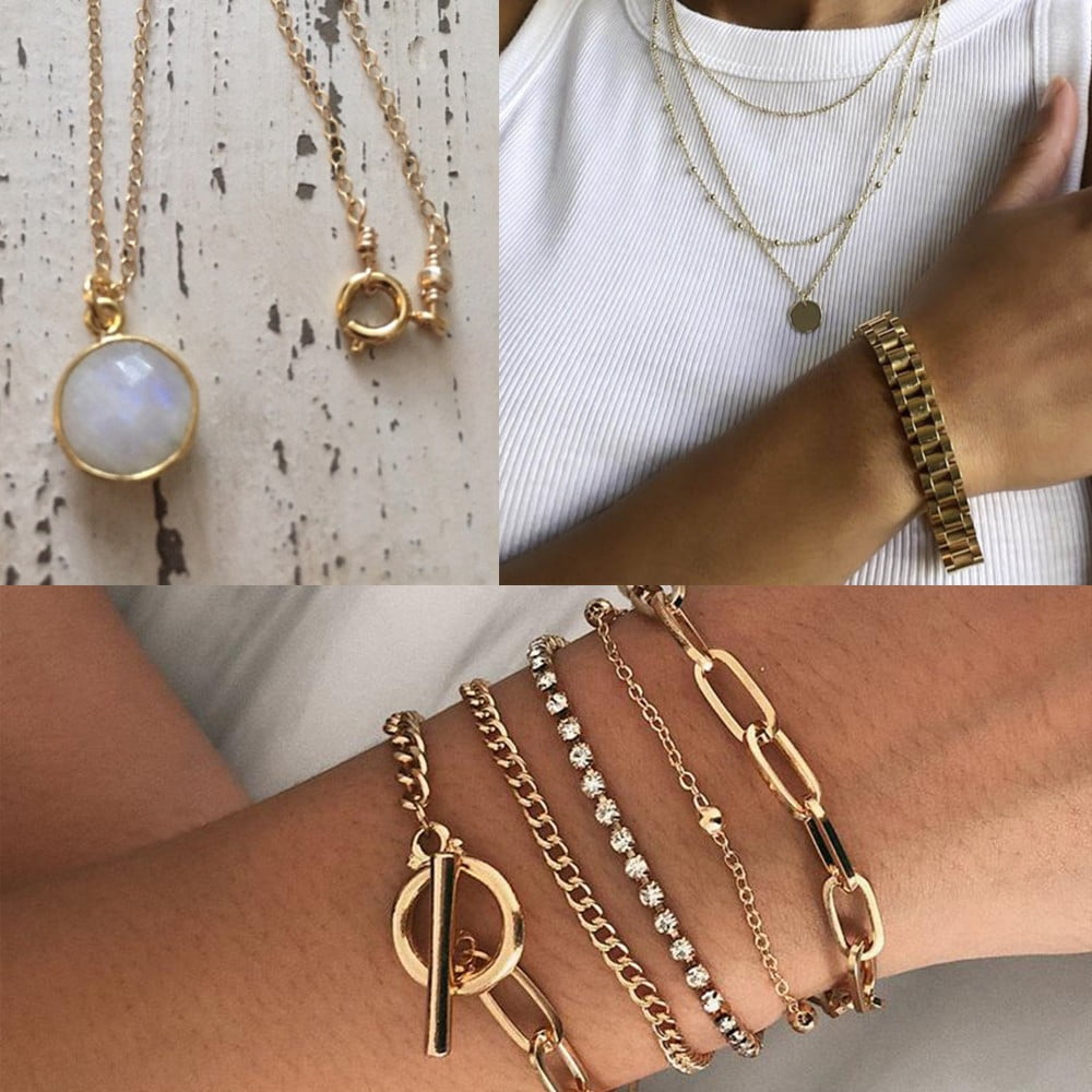 Lancharmed Gold Bracelet 14K Gold Plated Connecting Clasp Spring Clasp 20Pcs Open Loop 20Pcs Necklace Jewellery Clasp Necklace Extenders for Women 10 Dollar Gifts