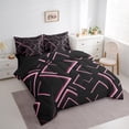 thumbnail image 3 of Manfei Pink Neon Light Bedding Comforter Set 7-Piece, Geometric Minimalist King Bedding Sets, Black Reversible Bed Sheets, Microfiber Bedroom Decor, 3 of 7