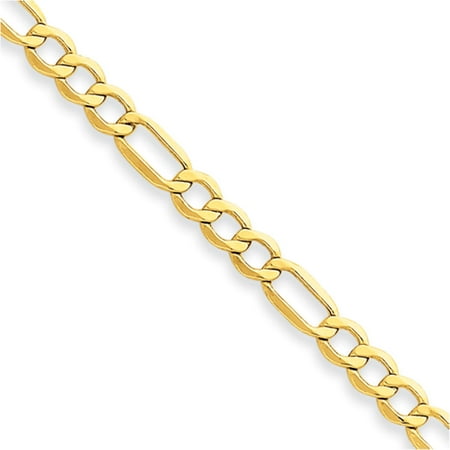 Mens Gold Figaro Bracelet - 10k Yellow Gold 7in 4.75mm Semi-Solid Figaro Chain Bracelet