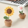 thumbnail image 4 of Sunflower Tulip Wool Weaving Handmade Diy Bouquet Small Potted Simulation Flower Self-Woven Material Bag Crochet Flower, 4 of 12