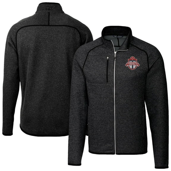 Men's-Cutter & Buck  Heather Charcoal Toronto FC Big & Tall Mainsail Sweater-Knit Full-Zip Jacket