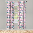 thumbnail image 4 of Ambesonne Garden Window Curtains, Retro Leaves and Fruits Art, Each 28" W x 84" L, Apple Green and Hot Pink, 4 of 4