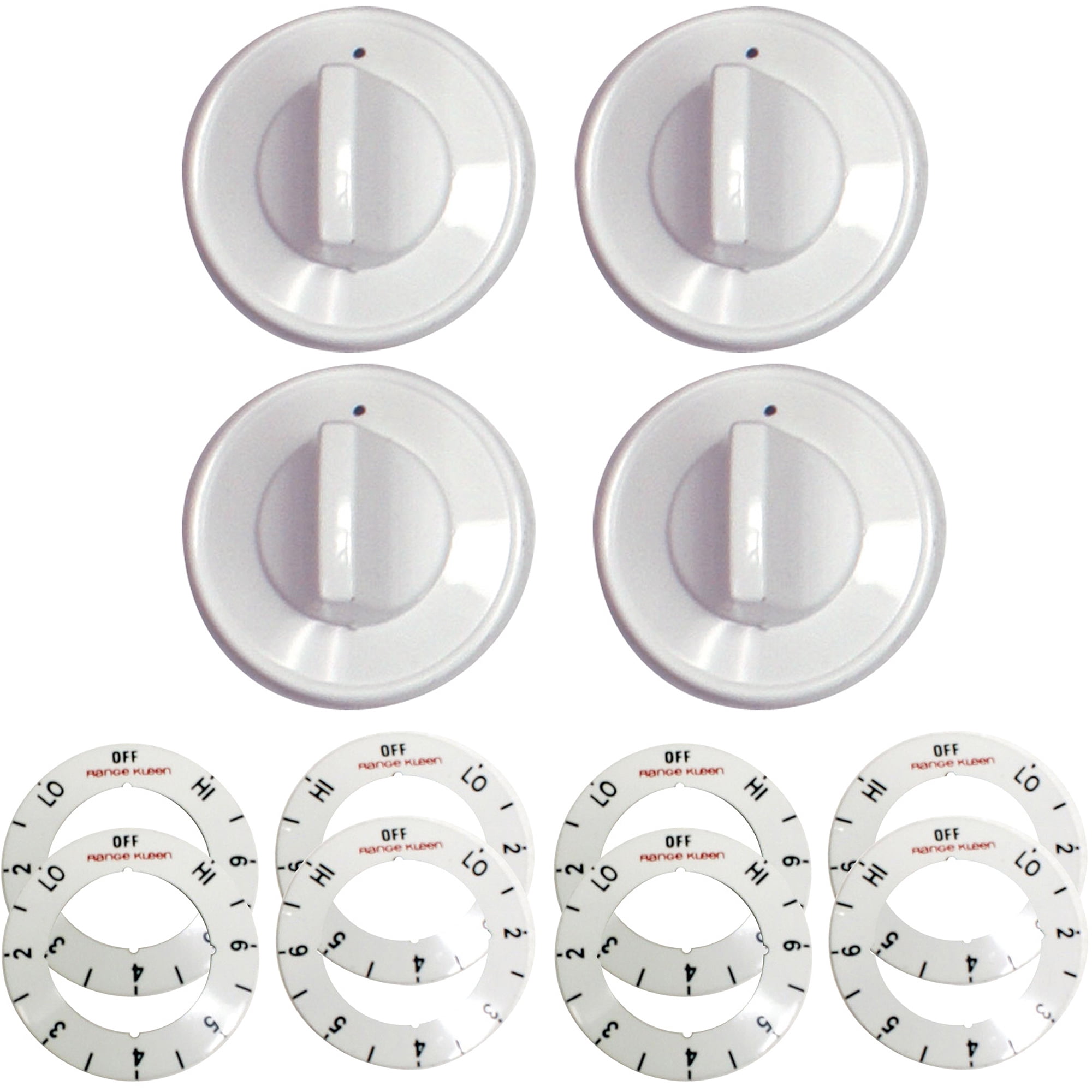 Range Kleen White Plastic Replacement Knob Kit for Electric Ranges - 4 Knobs