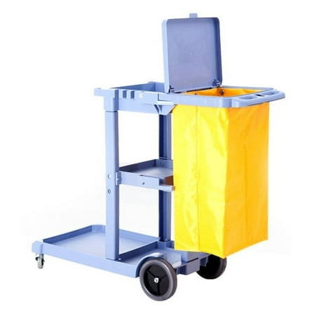 Commercial Housekeeping Janitorial cart with Vinyl Bag & Cover AF08170A Gray
