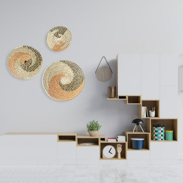 Set of 3 Wicker Wall Basket Decor