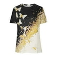thumbnail image 4 of Birdeem Mode Femme Imprimé Papillon Manches Courtes Col Rond Haut Blouses, 4 of 6