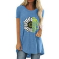 thumbnail image 2 of Mode Femme Décontractée Imprimé Col Rond T-shirt Manches Courtes Ample Blouse Pull, 2 of 5