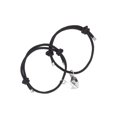 thumbnail image 2 of Spencer 1Pair Two Souls One Heart Matching Bracelets for Couples Creative Magnet Wishing Stone Braided Rope Bracelet Valentine's Gifts （Black）, 2 of 8
