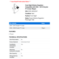 thumbnail image 2 of Front Right Window Regulator - Compatible with 2006 - 2010 Chrysler PT Cruiser Wagon 2007 2008 2009, 2 of 2