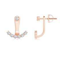 ANGARA Natural Diamond Arc-Shaped Ear Jacket in 14K Rose Gold for Women (Size-2.5mm| Color-G| Clarity-VS2) | April Birthstone, Birthday, Anniversary, Jewelry Gift for Women | Natural Diamond Earrings