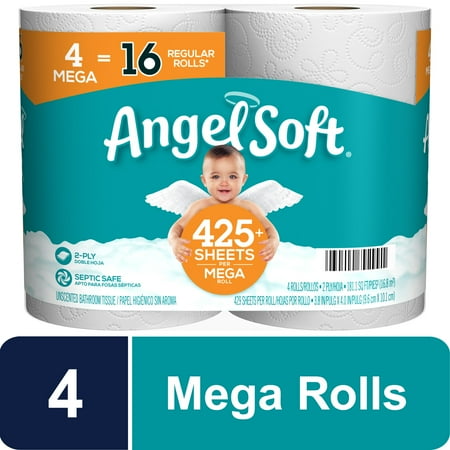 Angel Soft Toilet Paper, 4 Mega Rolls