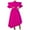 Hot Pink, variant on Winter Saving Wedding Guest Dresses for Women Formal Solid Round Neck Three-quarter Sleeve Large Skirt Hem Dress