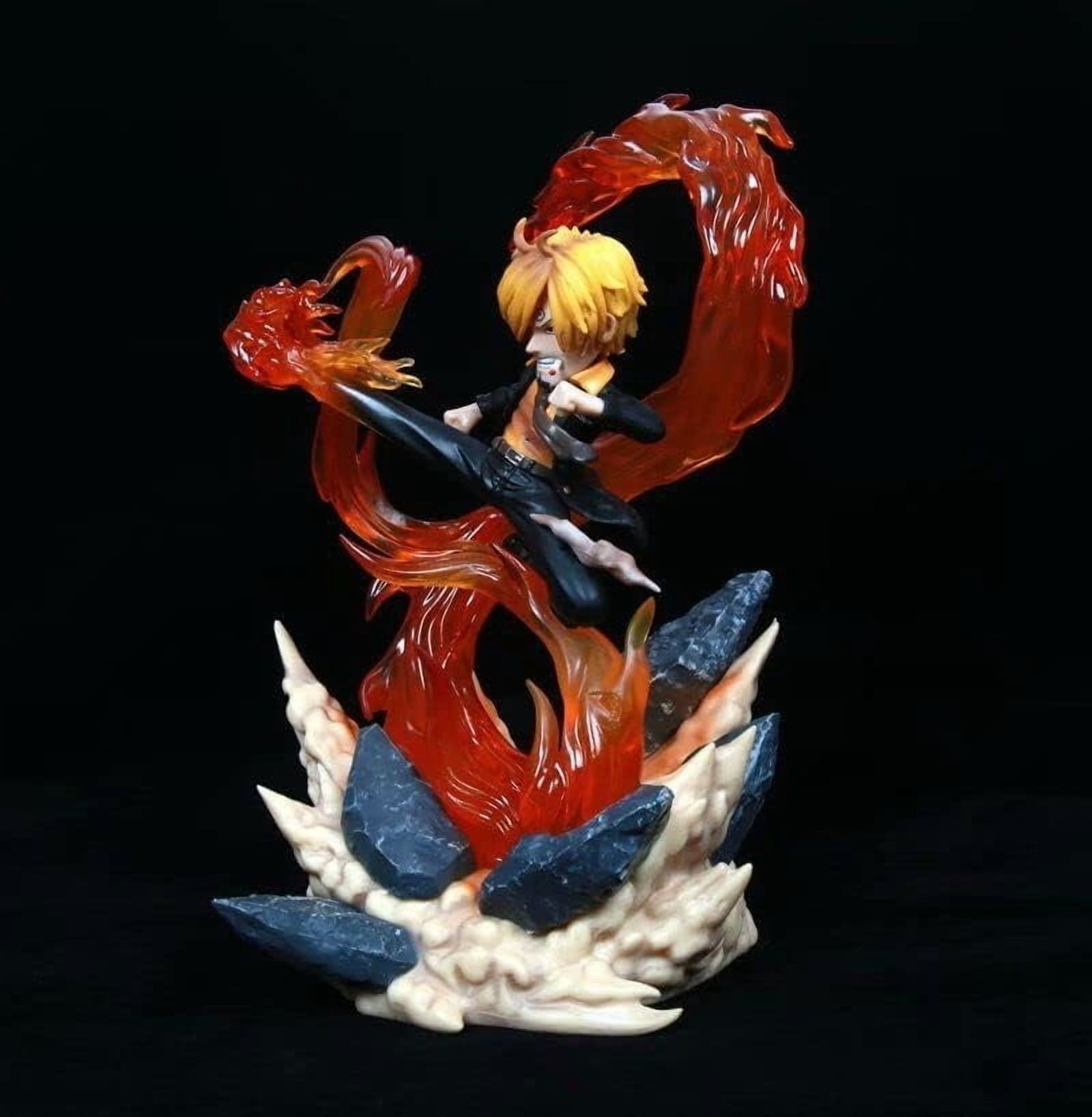 SD Figures, 22CM/8.7nch Glowing Sanji Anime Figure Statue Battle Sanji PVC Statue Figurine Anime Characters Sculpture Desktop Collections for Fans Gift